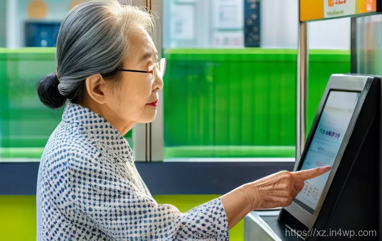 혼합 세대 문화와 디지털 교육 - **Image Prompt 1: An elderly Korean woman navigating a self-service kiosk.**
Detailed descriptio...