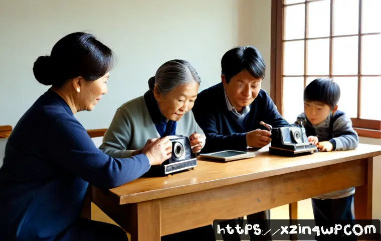 Home 17 혼합 세대 문화의 역사적 발전 - Photorealistic multigenerational cultural history scene in a bright community museum, an elderly wom...